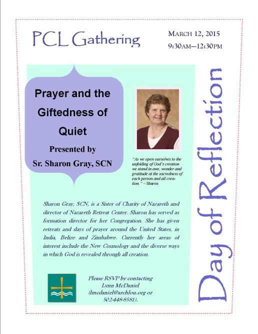 flyer- Sr. Sharon Gray, Day of Reflection