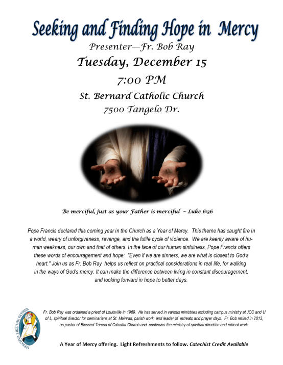 Seeking and finding hope in Mercy - St  Bernards - Fr  Bob Ray